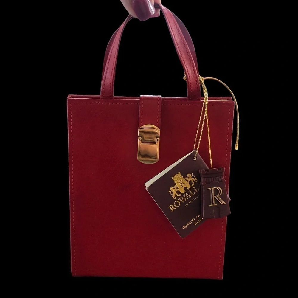 NWT Rowallan of Scotland Red Bonded Leather Jewelry Keep Box Travel Gift New‎